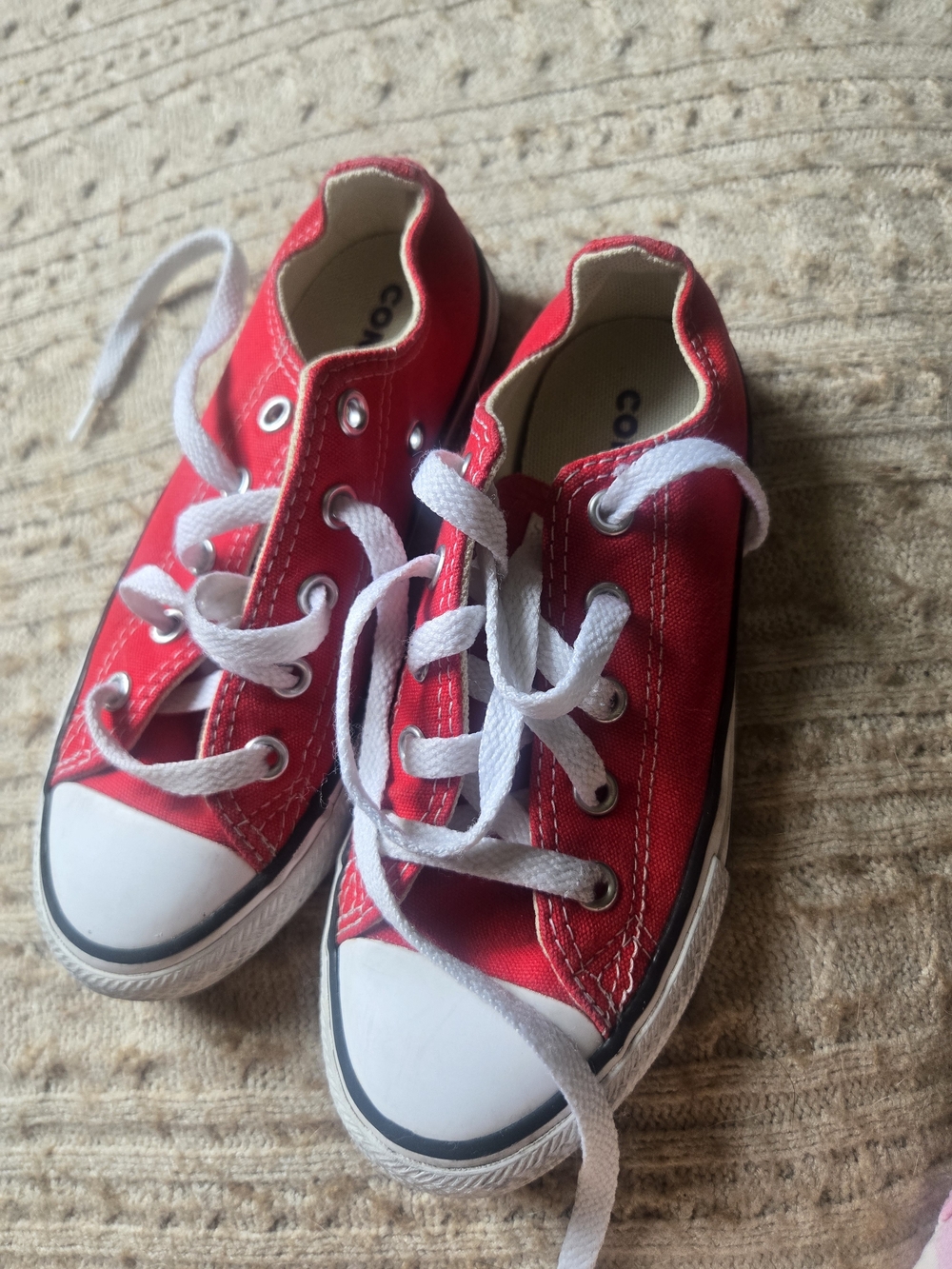 Converse Kids Red Canvas Low-Top Sneakers with White Laces